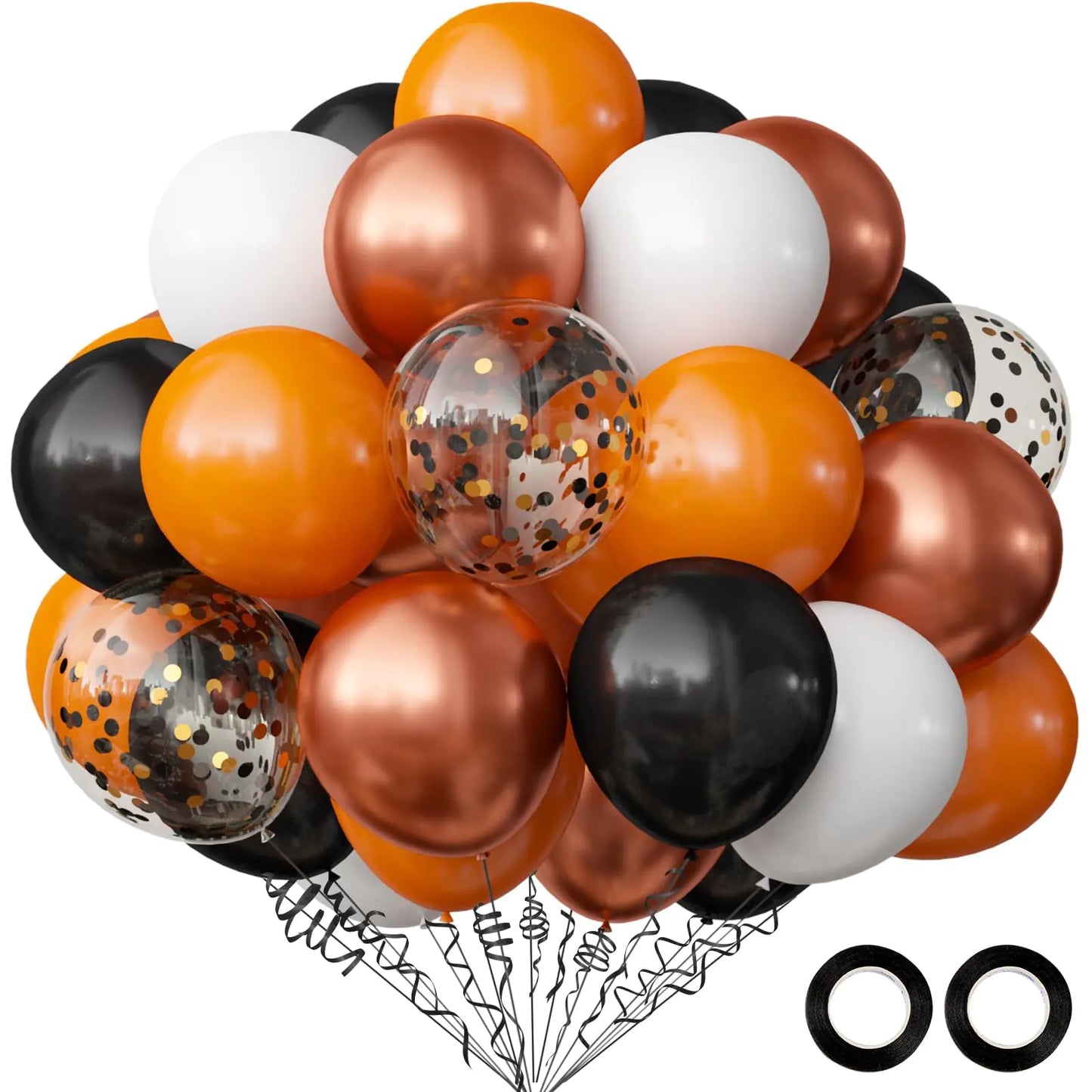 OuMuaMua Halloween Party Balloons Decorations 60 Pcs 12 inch Black Orange Balloons White Confetti Metallic Orange Latex Balloons for Halloween Party Decorations Birthday Baby Shower Party Favors