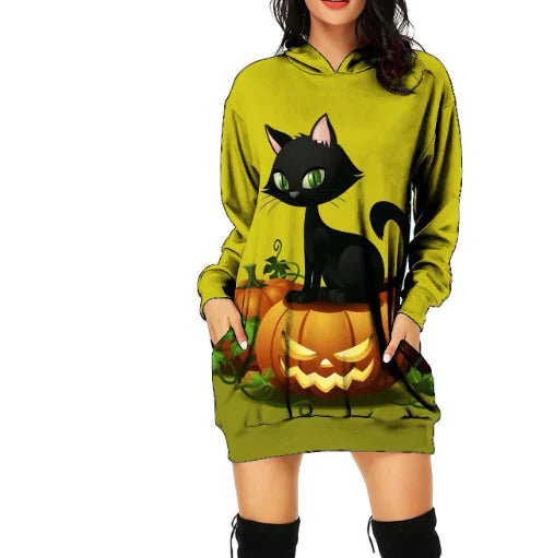 Women's Halloween Themed Print Dress