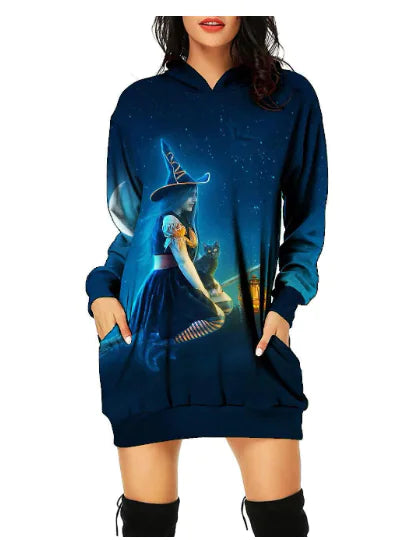 Women's Halloween Themed Print Dress