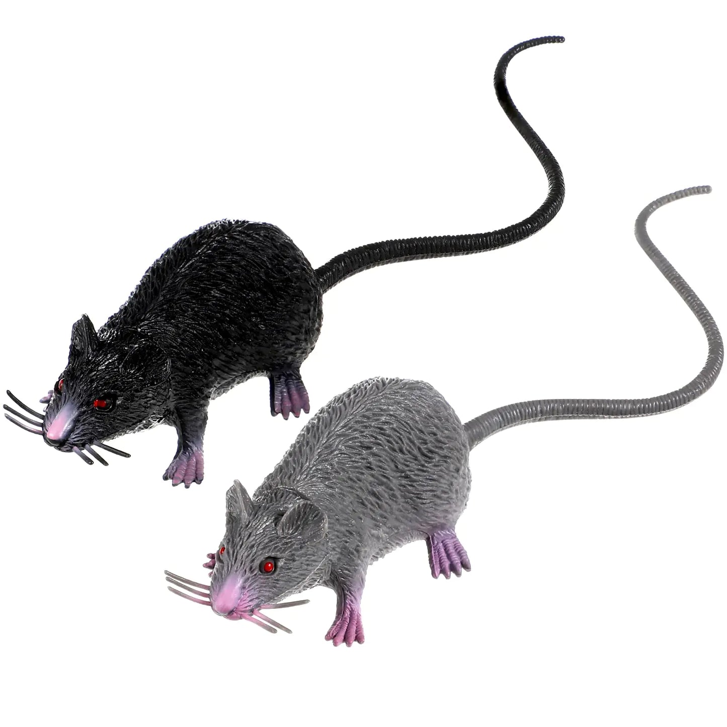 LUOEM 2pcs Lifelike Fake Mouse Realistic Mice Toy Spooky Rat Toy Halloween Prank Toy Creepy Halloween Party April Fools Day Decorations M (Black Gray)