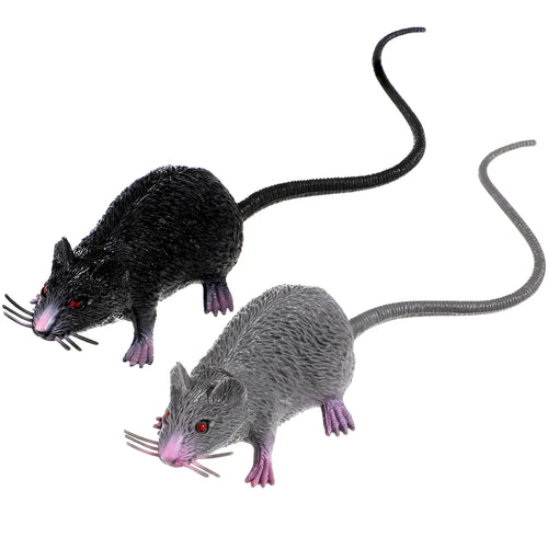 LUOEM 2pcs Lifelike Fake Mouse Realistic Mice Toy Spooky Rat Toy Halloween Prank Toy Creepy Halloween Party April Fools Day Decorations M (Black Gray)
