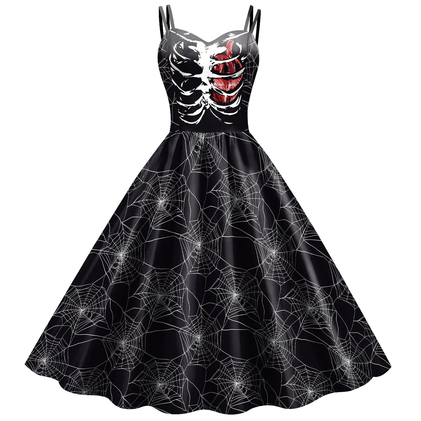 Halloween Skeleton Skull Digital Print Dress