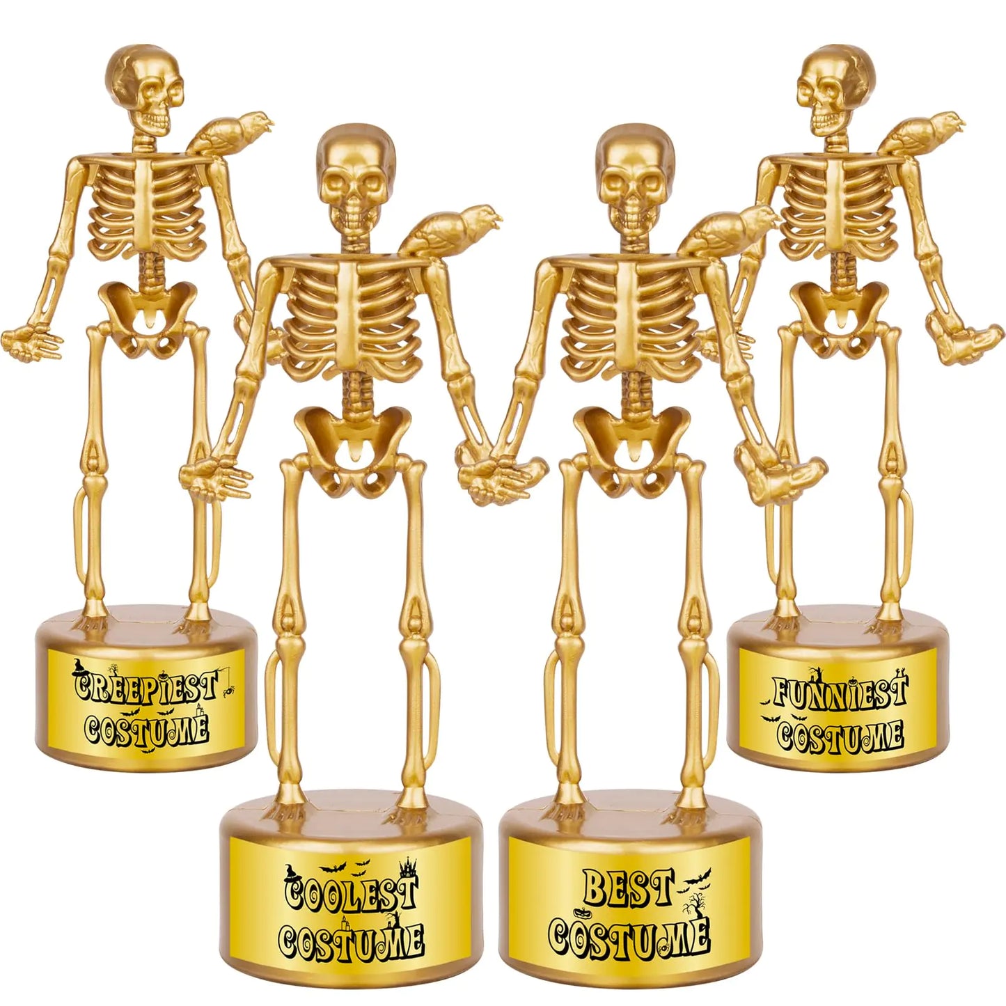 AORZIT Halloween Trophy 4 Pack Best Costume Skeleton Trophies for Kids Adults Halloween Skeleton Funny Trophy Plastic Tropies for Contest Awards Halloween Party Prizes for Adults Party Supplies(C)