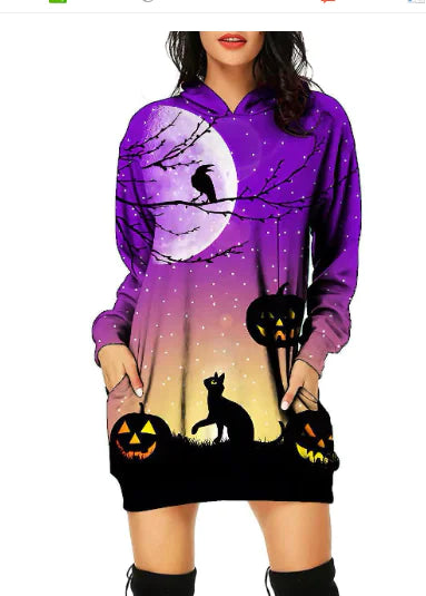 Women's Halloween Themed Print Dress