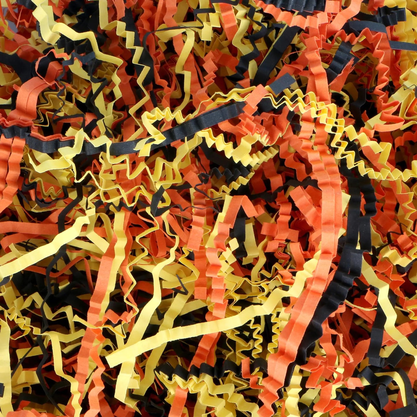 TCAIRG - 2 LB Halloween Crinkle Cut Paper Shred Black Orange Yellow Raffia Paper Sherd Filler Grass with Spider Decoration for Gift Wrapping Basket Filling Birthdays Weddings Party Supply
