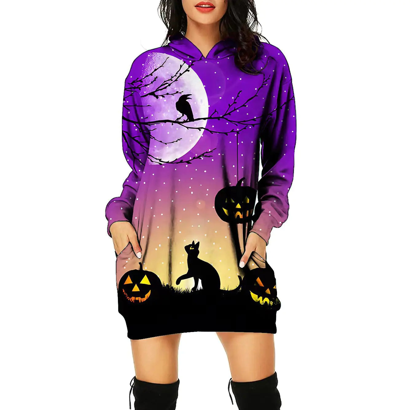 Women's Halloween Themed Print Dress