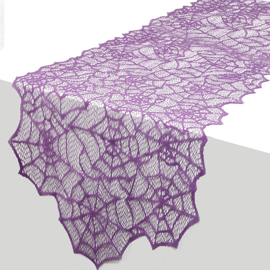Halloween Table Runner Purple Lace Table Runner 13 X 72 Inch Spider Web Table Runner Halloween Table Decor Polyester Lace Table Runner Halloween Table Decoration for Parties Gathering