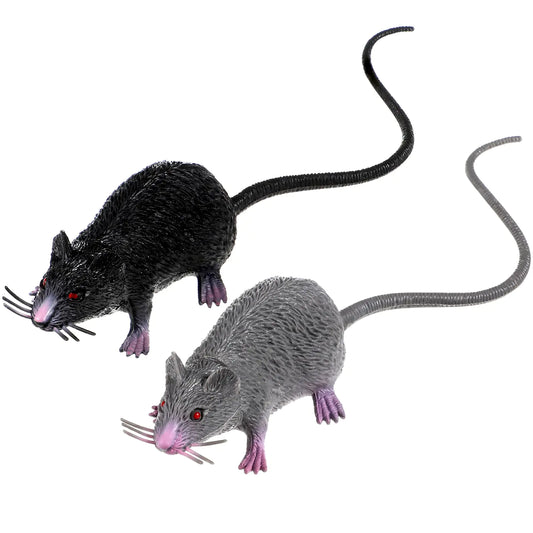 LUOEM 2pcs Lifelike Fake Mouse Realistic Mice Toy Spooky Rat Toy Halloween Prank Toy Creepy Halloween Party April Fools Day Decorations M (Black Gray)