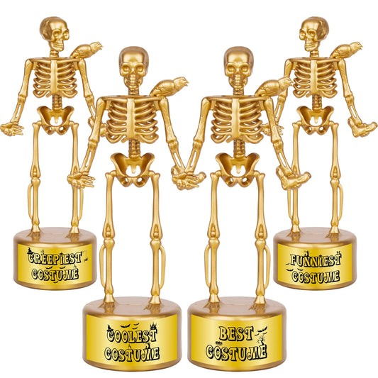 AORZIT Halloween Trophy 4 Pack Best Costume Skeleton Trophies for Kids Adults Halloween Skeleton Funny Trophy Plastic Tropies for Contest Awards Halloween Party Prizes for Adults Party Supplies(C)