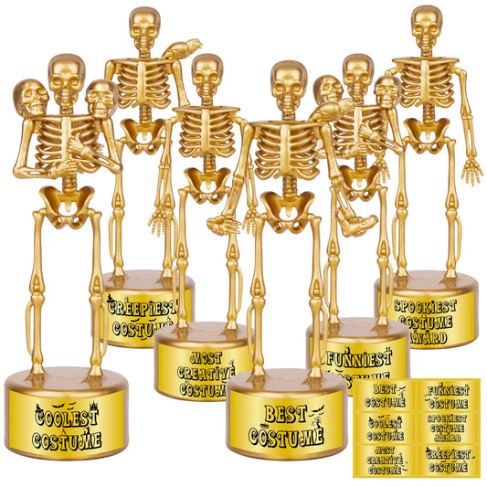 AORZIT Halloween Trophy 6 Pack Best Costume Skeleton Trophies for Kids Adults Halloween Skeleton Funny Trophy Plastic Tropies for Contest Awards Halloween Party Prizes for Adults Party Supplies(B)