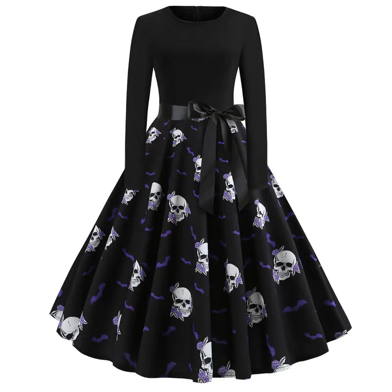 Halloween Printed Long Sleeve Dress