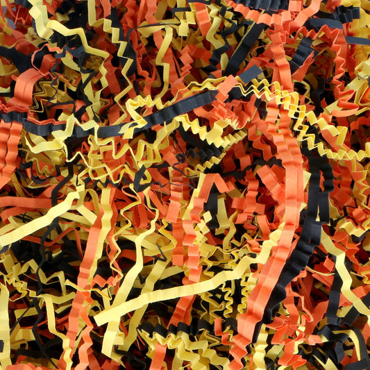 TCAIRG - 2 LB Halloween Crinkle Cut Paper Shred Black Orange Yellow Raffia Paper Sherd Filler Grass with Spider Decoration for Gift Wrapping Basket Filling Birthdays Weddings Party Supply