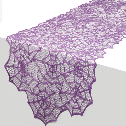 Halloween Table Runner Purple Lace Table Runner 13 X 72 Inch Spider Web Table Runner Halloween Table Decor Polyester Lace Table Runner Halloween Table Decoration for Parties Gathering