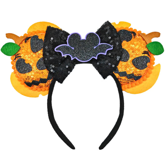 ZHENNAN Halloween Mouse Ears Headbands for Women Cute Ugly Stitch Pumpkin Bow Headbands for Men Halloween Party Decorations Hair Accessories