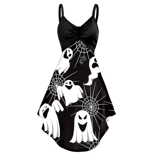 Halloween Skull Print Women's Slip Dress