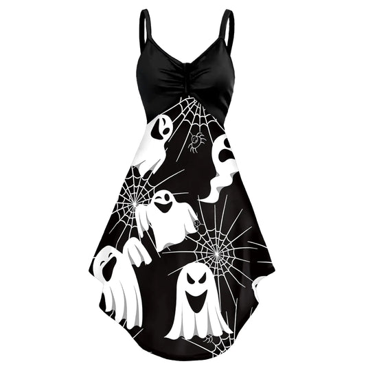 Halloween Skull Print Women's Slip Dress