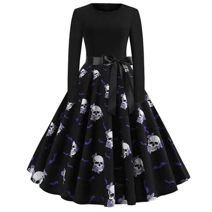 Halloween Printed Long Sleeve Dress