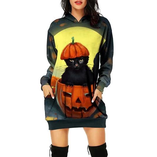 Women's Halloween Themed Print Dress
