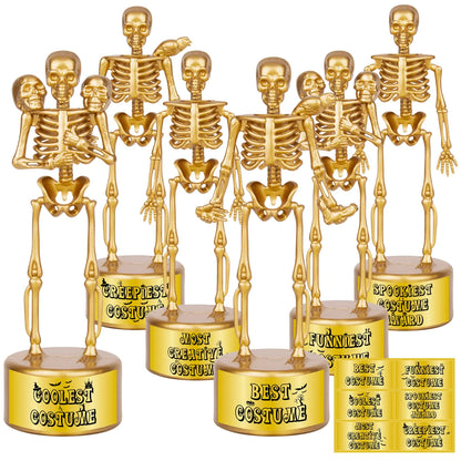 AORZIT Halloween Trophy 6 Pack Best Costume Skeleton Trophies for Kids Adults Halloween Skeleton Funny Trophy Plastic Tropies for Contest Awards Halloween Party Prizes for Adults Party Supplies(B)