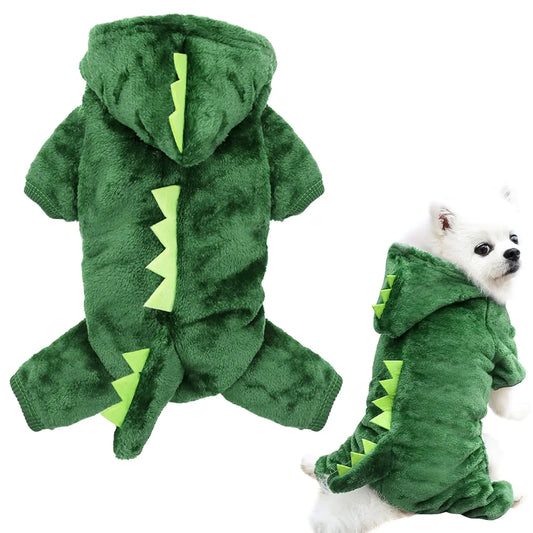 Idepet Dog Clothes Small Pet Costume Halloween Dinosaur Shark Costume Dog Clothing Puppy Outfits Funny Apparel Dressing up Party Halloween Christmas (S Green-Dinosaur Costume)