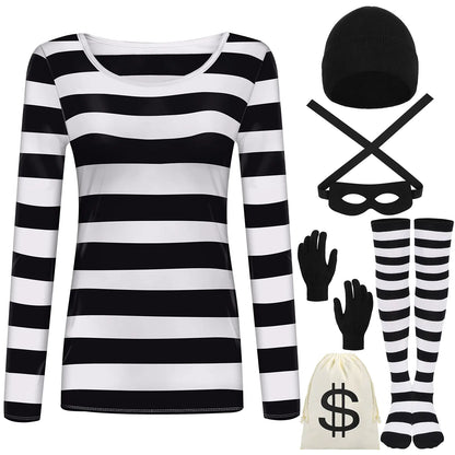 URATOT Womens Robber Costume Set Cosplay Thief Accessories for Halloween Party